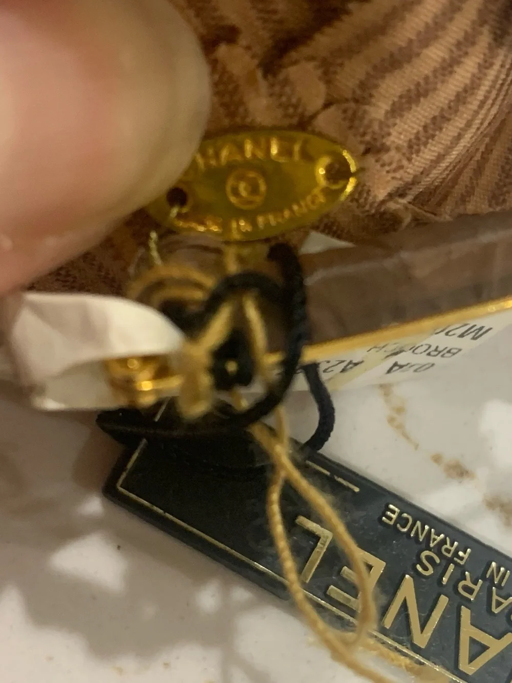 Rare CHANEL Brown Corduroy Camellia BROOCH